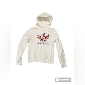 Adidas Hoodie White Multicolored Logo Like New Size Small